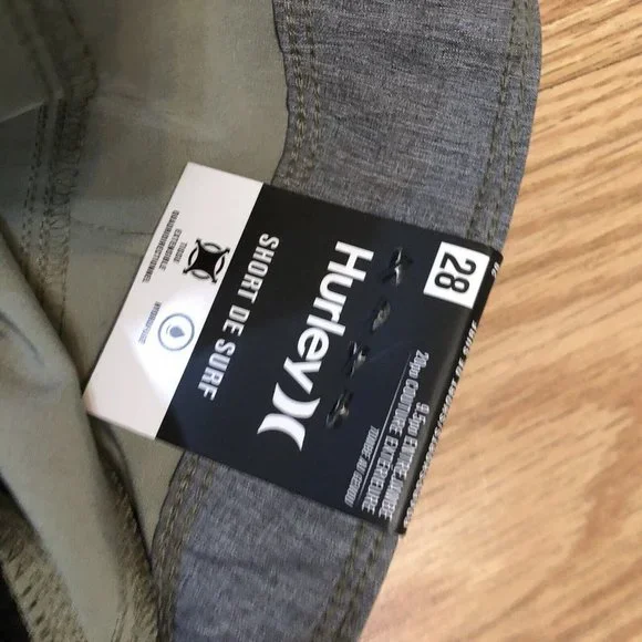 Hurly Men's Crossover Broad shorts Gray with logo tie front Size 28